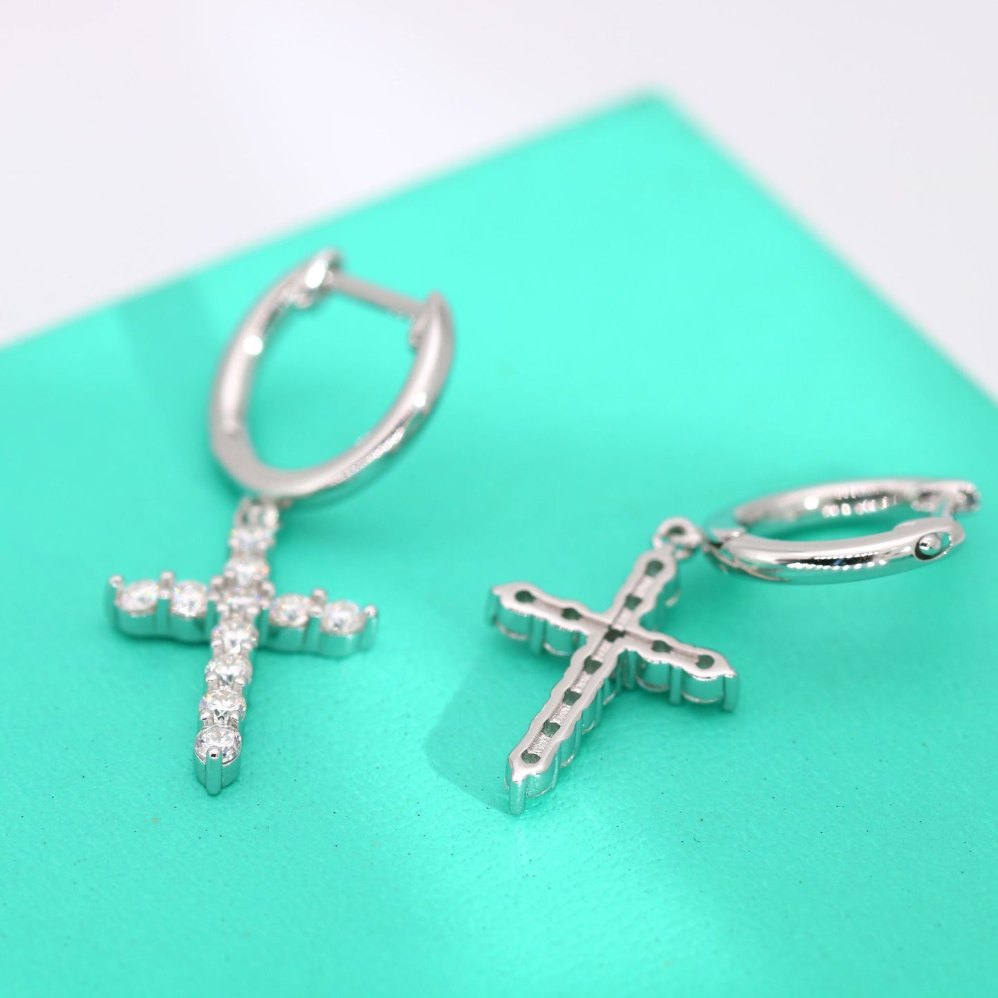 Divine Sparkle Cross Earrings
