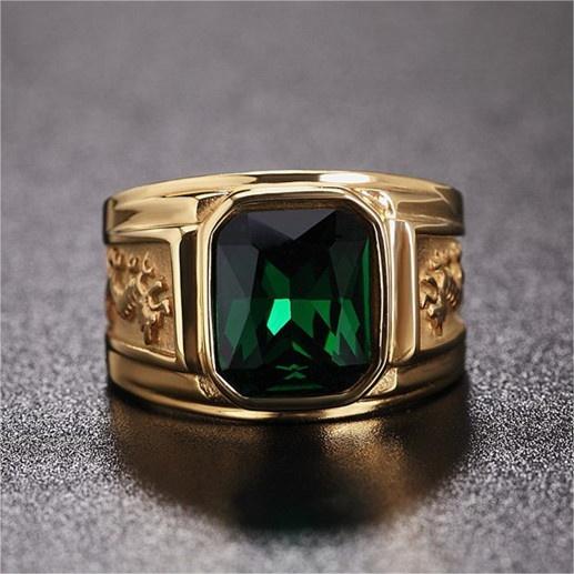 Double Dragon Rhinestone Titanium Steel Ring