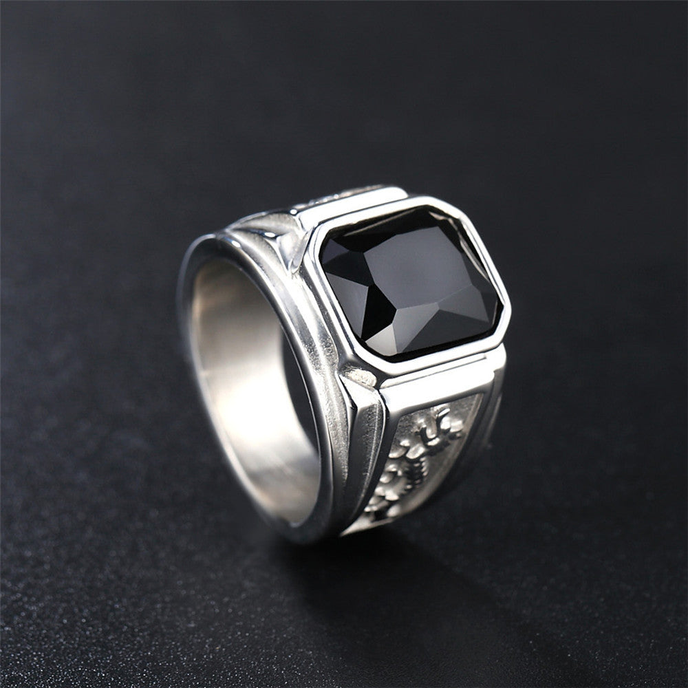 Double Dragon Rhinestone Titanium Steel Ring