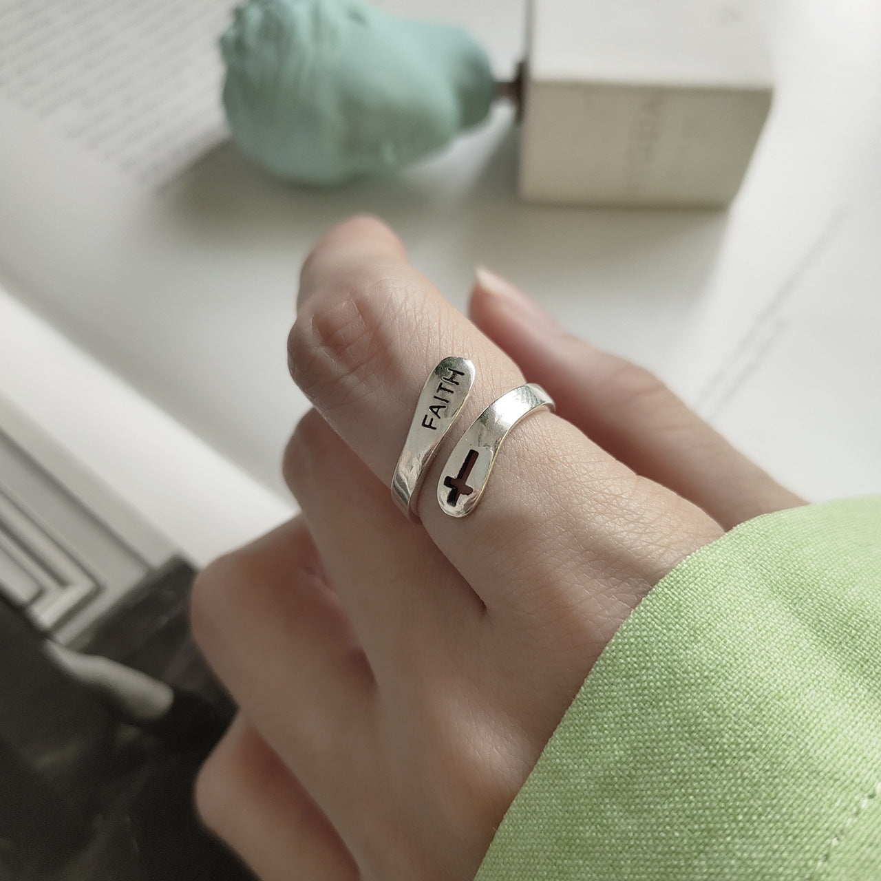 Faith Cross Embrace Ring
