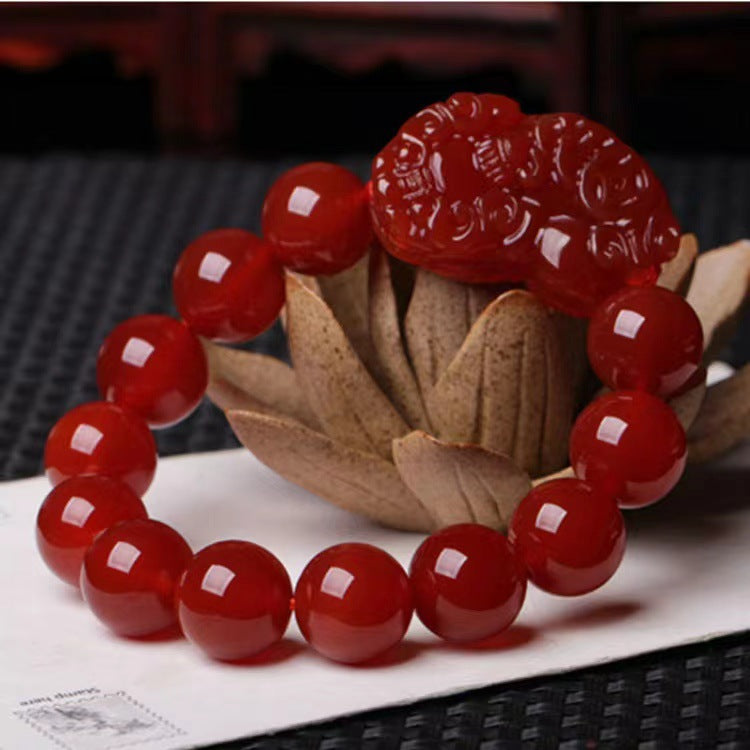 Natural Southern Red Agate Pixiu Bracelet
