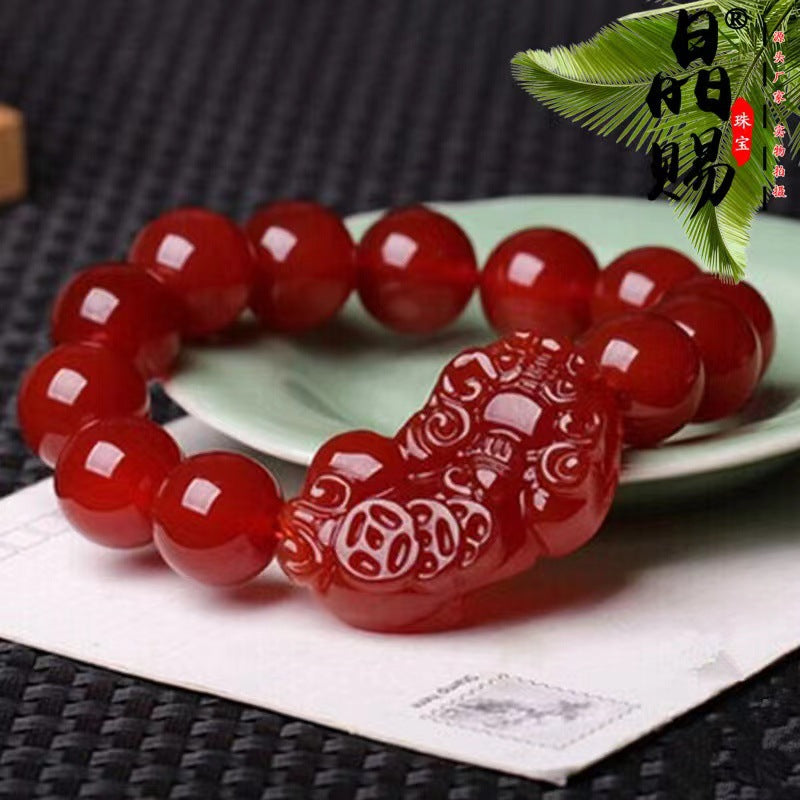 Natural Southern Red Agate Pixiu Bracelet