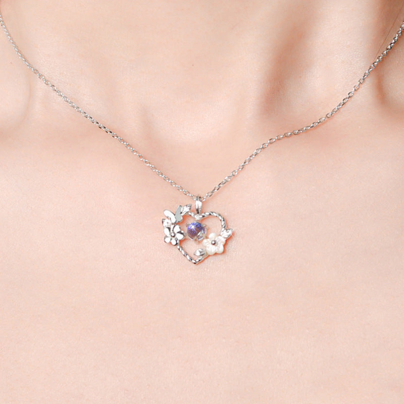 StarrySky Lumina Silver Pendant Necklace with Heart Moonstone Charm