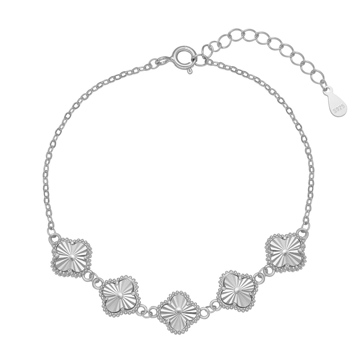 Silver Clover Charm Bangle