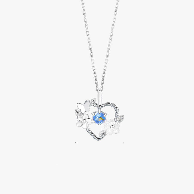 StarrySky Lumina Silver Pendant Necklace with Heart Moonstone Charm