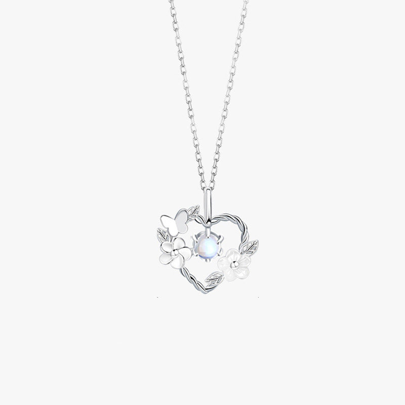 StarrySky Lumina Silver Pendant Necklace with Heart Moonstone Charm