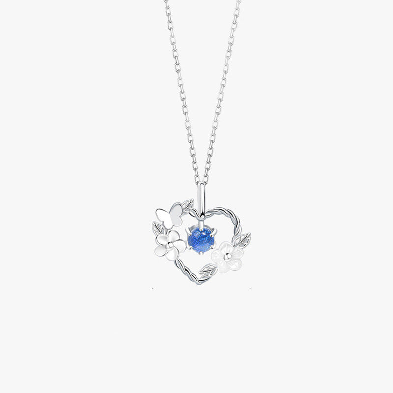 StarrySky Lumina Silver Pendant Necklace with Heart Moonstone Charm