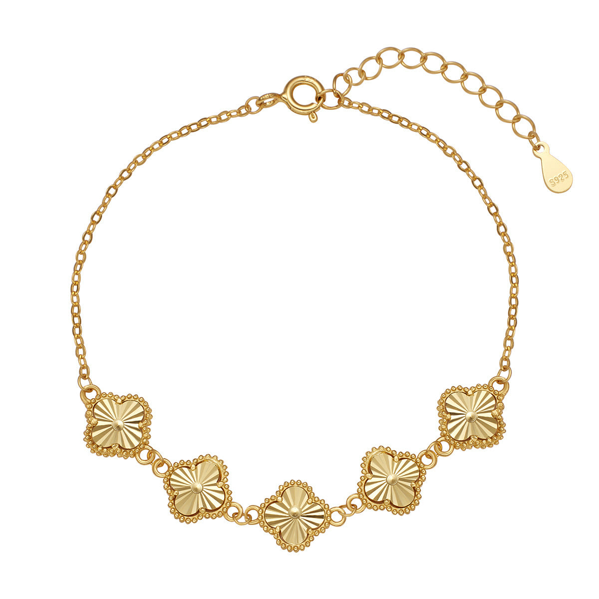 Silver Clover Charm Bangle