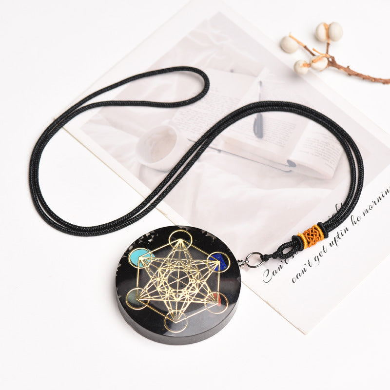 Prosperity Shield Metatron Cube Crystal Pendant