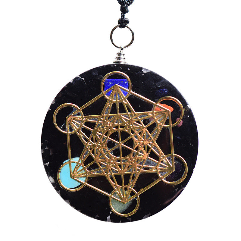 Prosperity Shield Metatron Cube Crystal Pendant