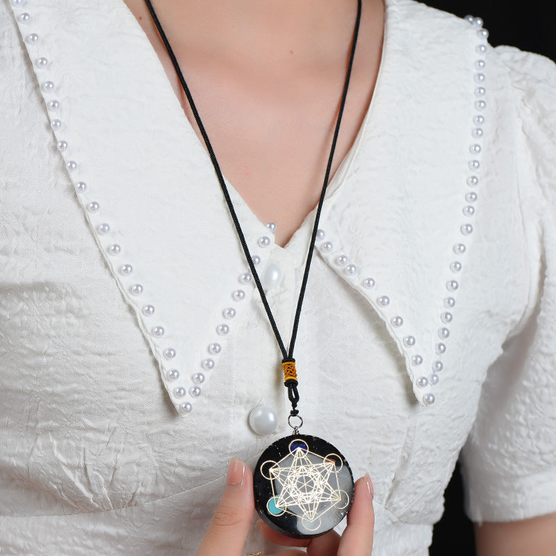 Prosperity Shield Metatron Cube Crystal Pendant