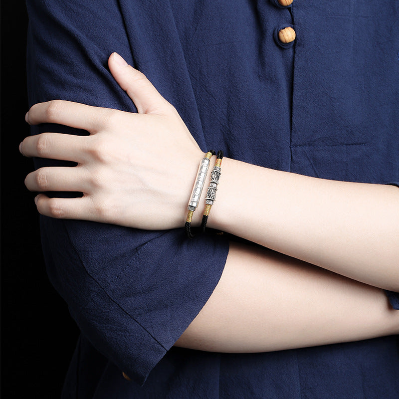 Protector's Wisdom Silver Mantra Bracelet