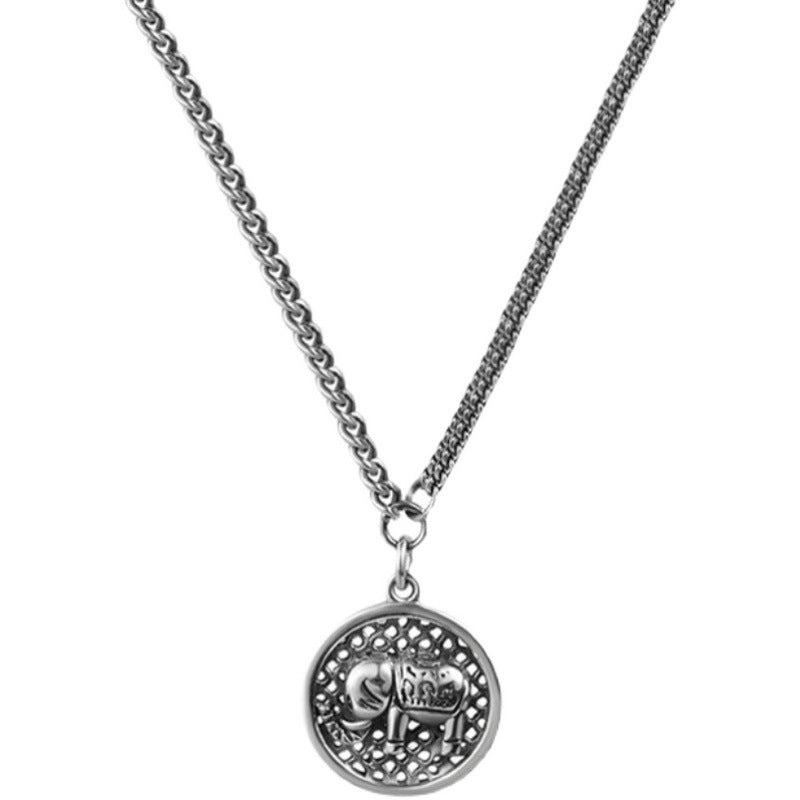 Round elephant pendant clavicle necklace