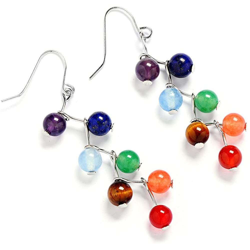 Seven Color Stone Chakra Earrings