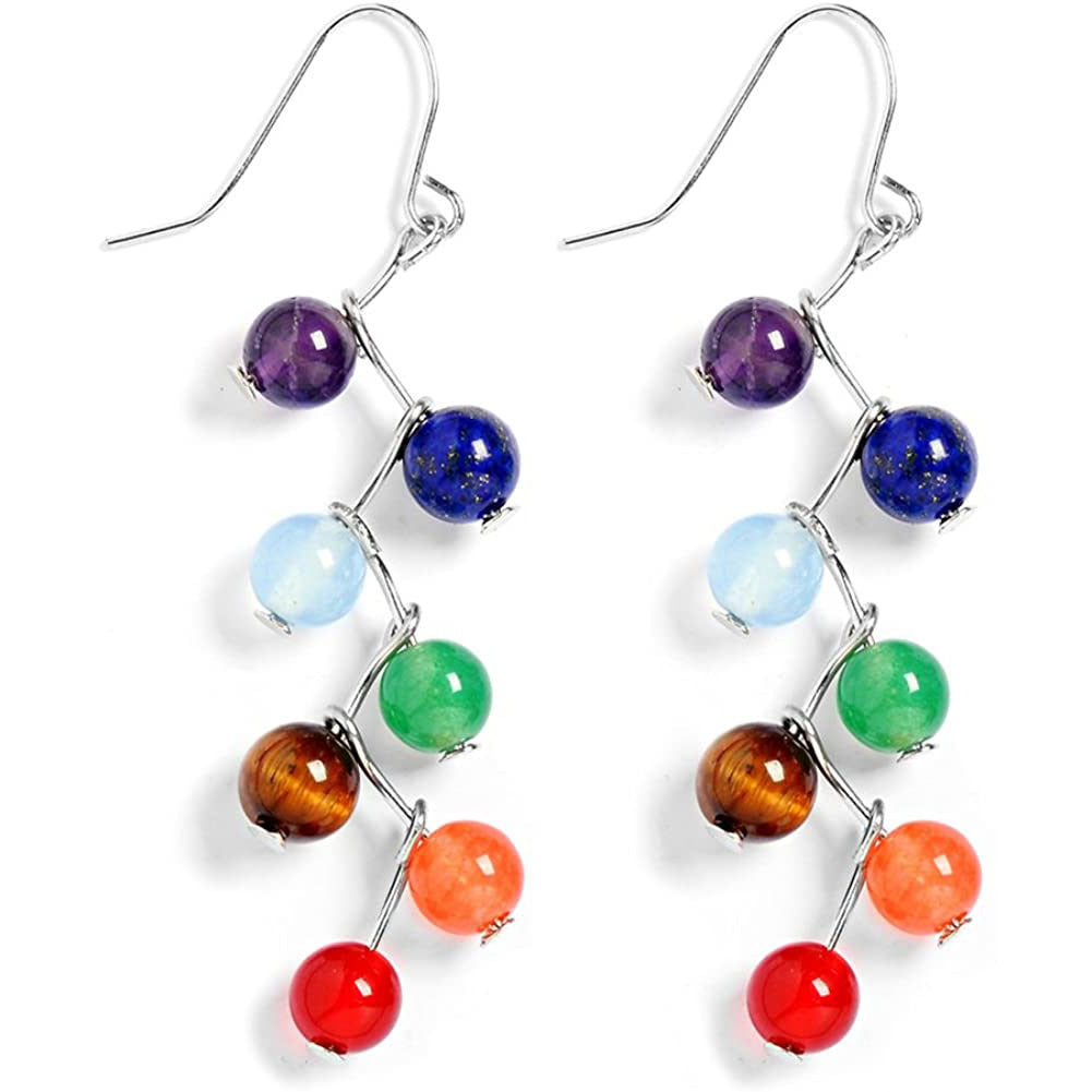 Seven Color Stone Chakra Earrings
