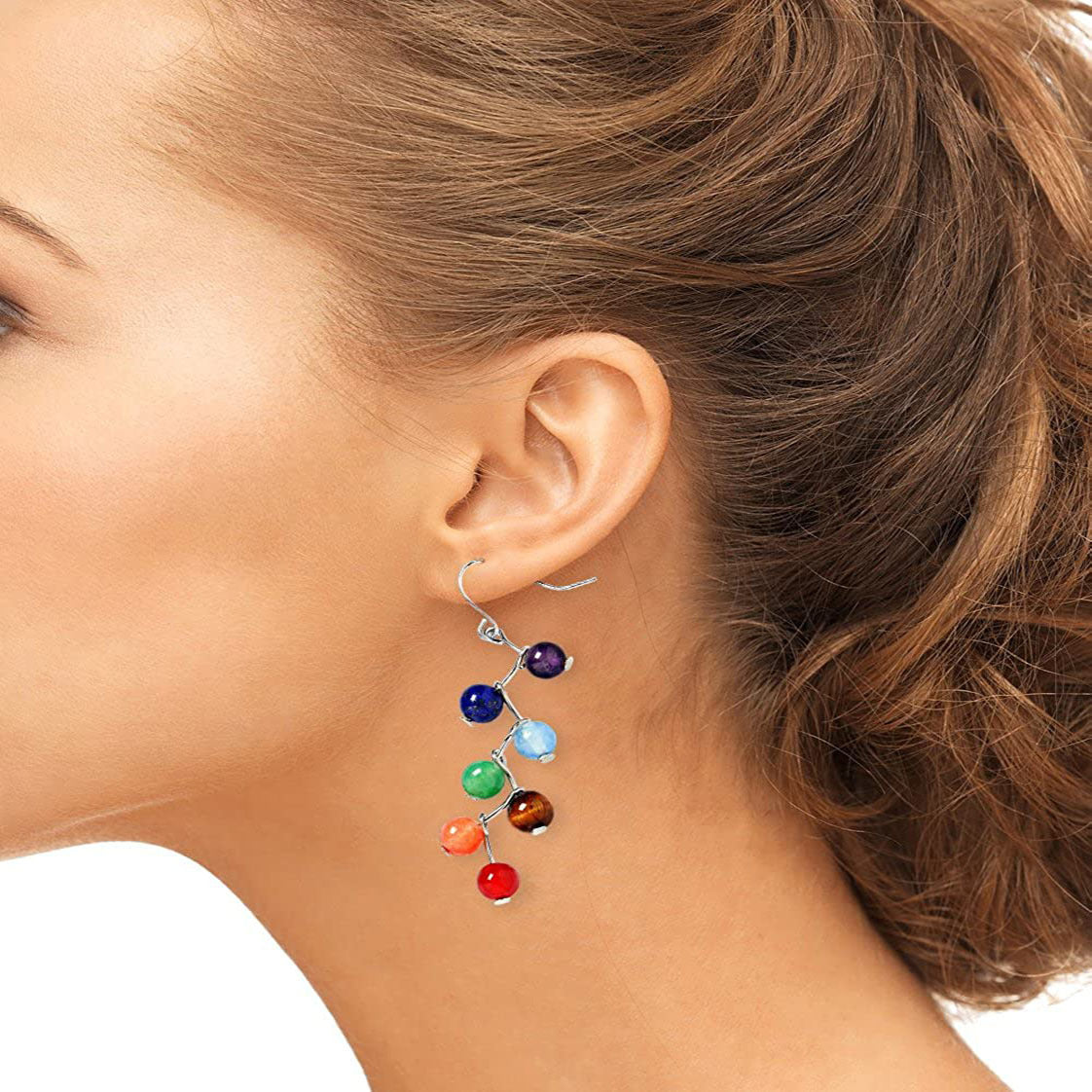 Seven Color Stone Chakra Earrings