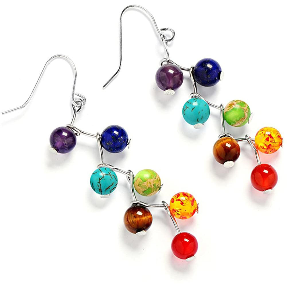 Seven Color Stone Chakra Earrings