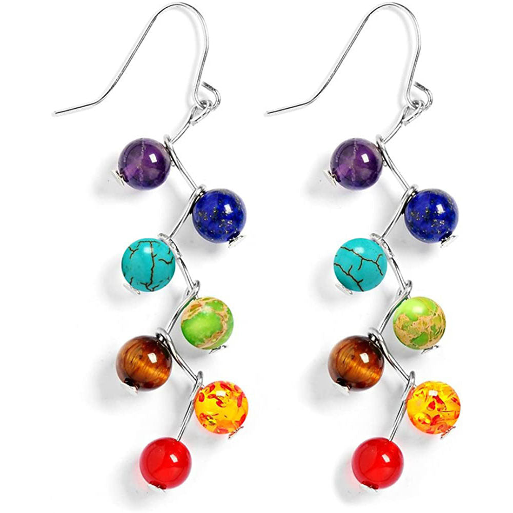 Seven Color Stone Chakra Earrings
