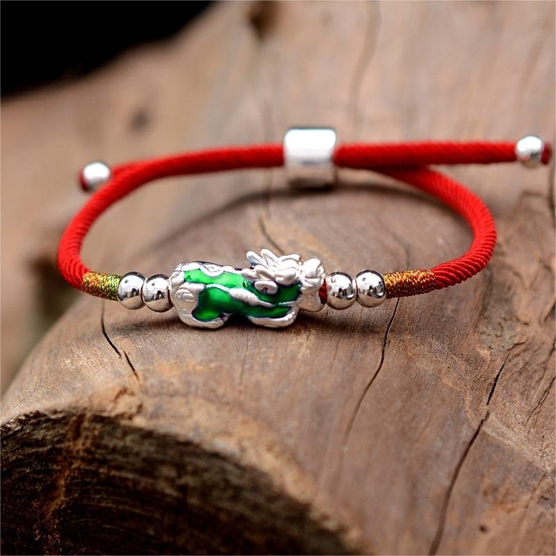 Temperature-Sensitive Color Changing Pixiu Red Rope