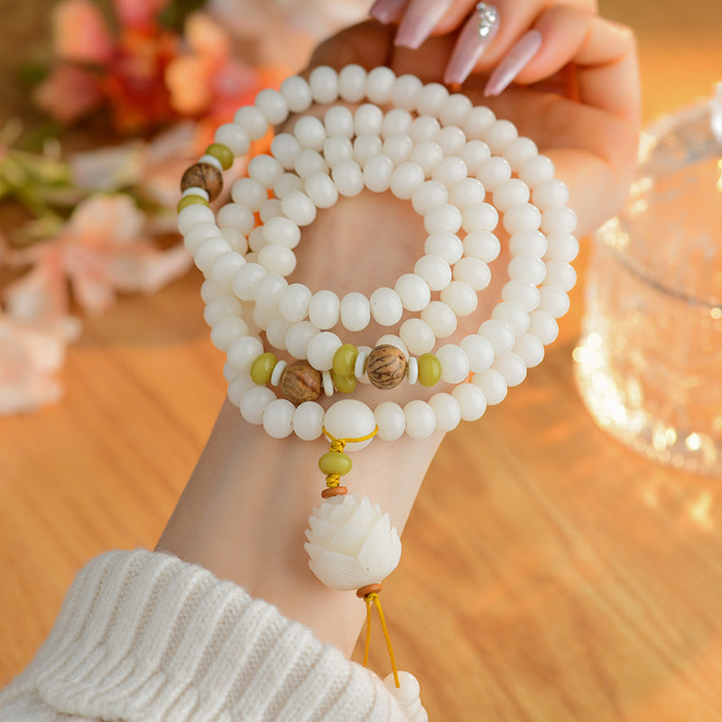 White Jade Bodhi 108 Beads Bracelet