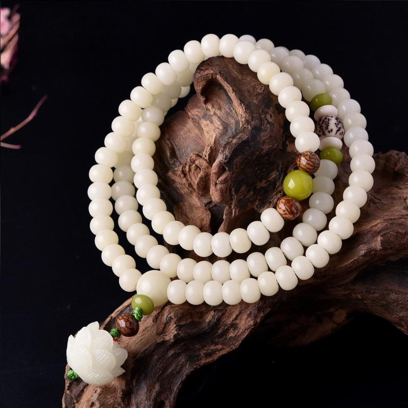 White Jade Bodhi 108 Beads Bracelet