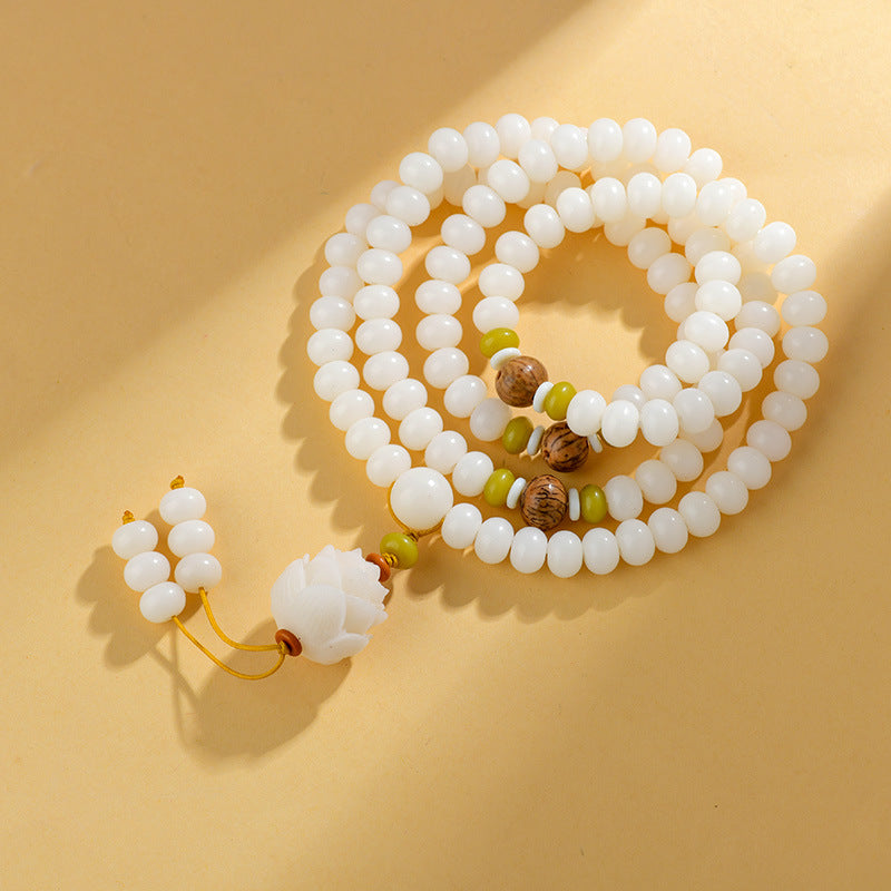 White Jade Bodhi 108 Beads Bracelet
