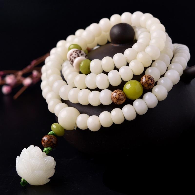 White Jade Bodhi 108 Beads Bracelet