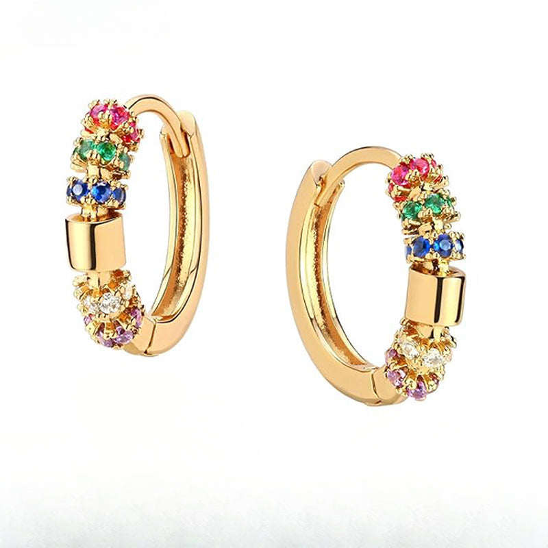 Lucky Aura Gold-Plated Silver Earrings with Colorful Zirconia