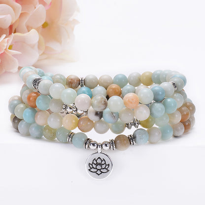 108 Amazonite Bead Bracelet with Spiritual Pendants