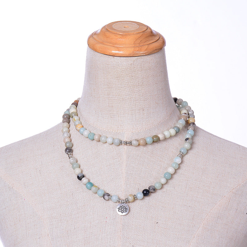 108 Amazonite Bead Bracelet with Spiritual Pendants