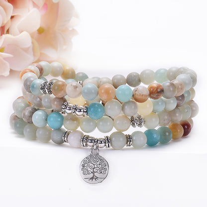 108 Amazonite Bead Bracelet with Spiritual Pendants