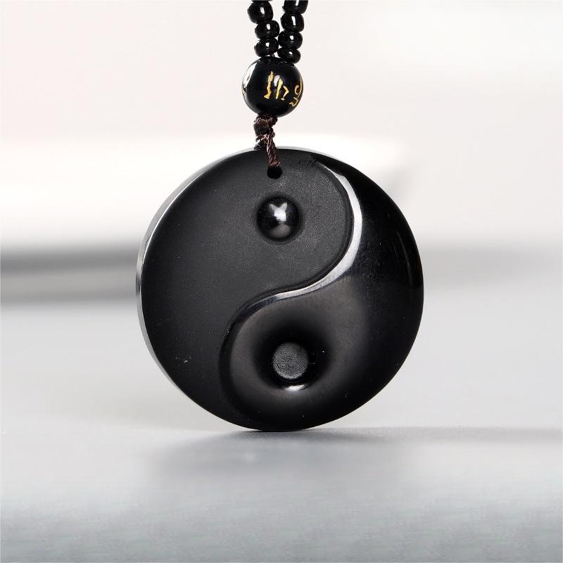 Black Obsidian Taichi Bagua Pendant