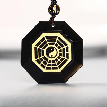 Black Obsidian Taichi Bagua Pendant