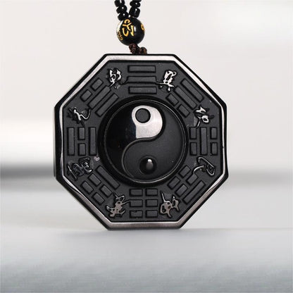 Black Obsidian Taichi Bagua Pendant