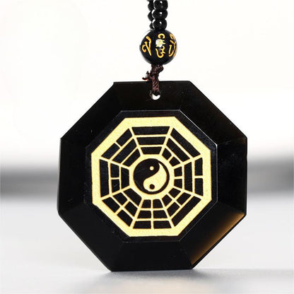 Black Obsidian Taichi Bagua Pendant