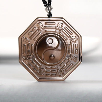 Black Obsidian Taichi Bagua Pendant