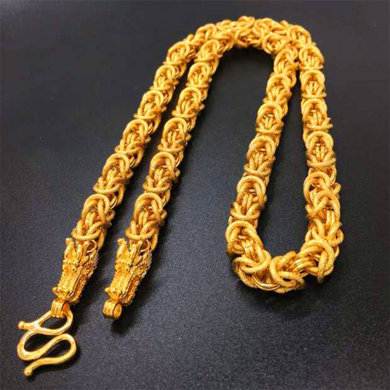 Brass-plated sand gold keel necklace