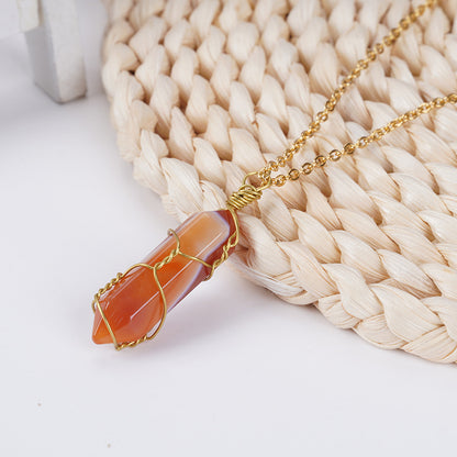 CalmVitality Agate Wirewrap Pendant