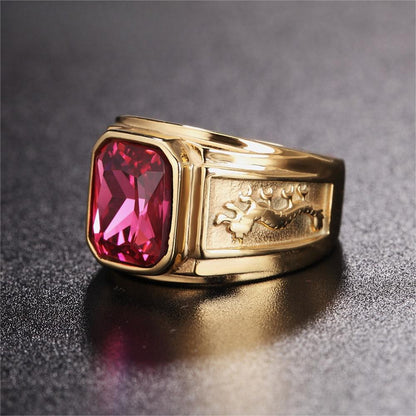 Double Dragon Rhinestone Titanium Steel Ring