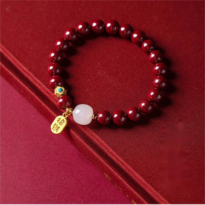 Fortune Cinnabar Jade Charm Bracelet