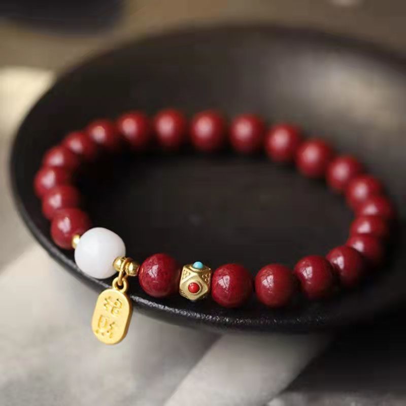 Fortune Cinnabar Jade Charm Bracelet