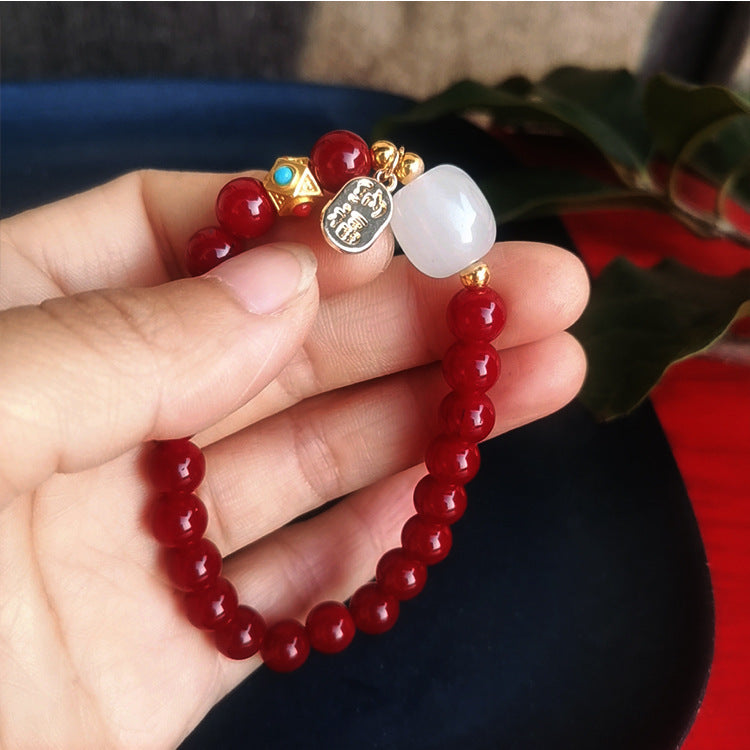 Fortune Cinnabar Jade Charm Bracelet