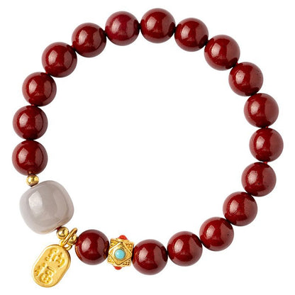 Fortune Cinnabar Jade Charm Bracelet