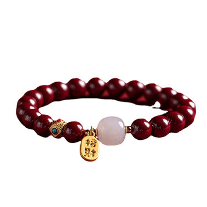 Fortune Cinnabar Jade Charm Bracelet