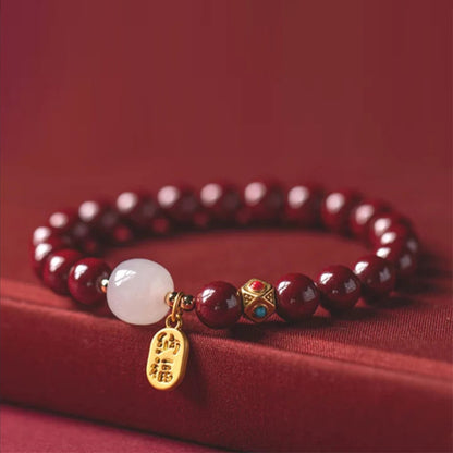 Fortune Cinnabar Jade Charm Bracelet