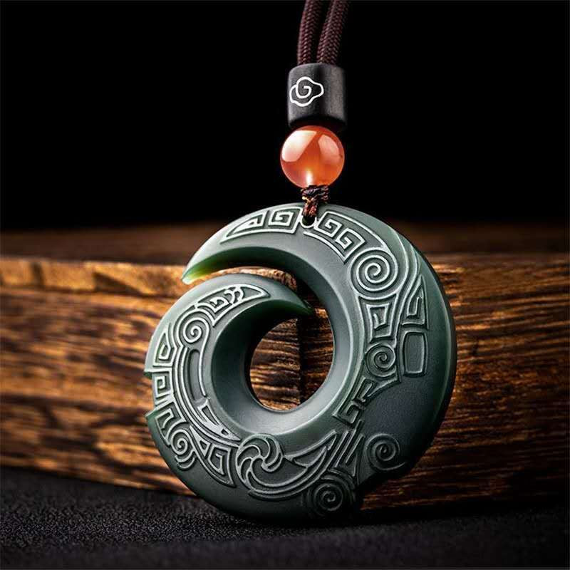 Fortune Turnaround Natural Hetian Jade Pendant