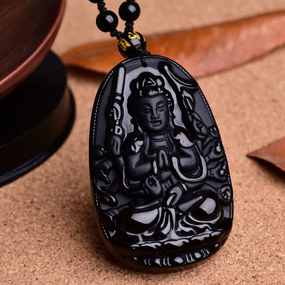 Guardian Zodiac Obsidian Buddha Amulet