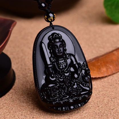 Guardian Zodiac Obsidian Buddha Amulet