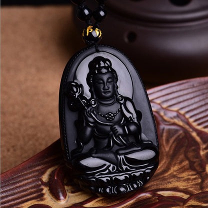 Guardian Zodiac Obsidian Buddha Amulet