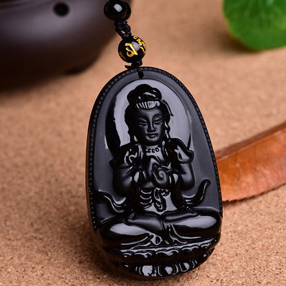 Guardian Zodiac Obsidian Buddha Amulet